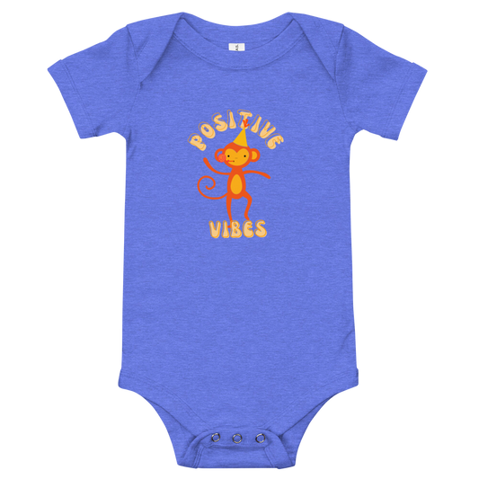 Positive Vibes Cute Monkey Baby short sleeve one piece